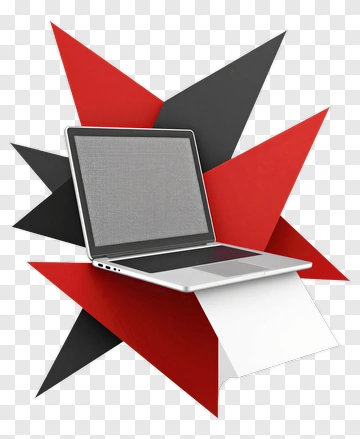 Laptop With Abstract Red And Black Background PNG