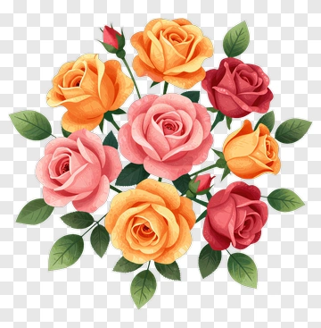 Colorful Rose Bouquet PNG
