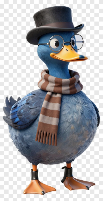 Stylish Cartoon Duck Wearing A Hat And Scarf PNG