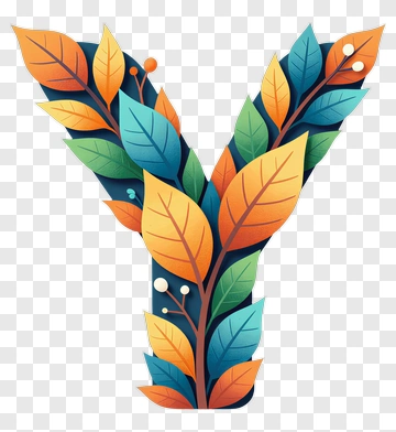 Colorful Leafy Y Letter PNG
