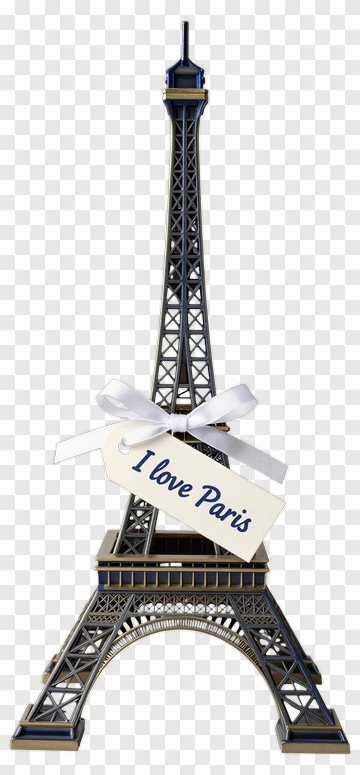 Eiffel Tower Model With I Love Paris Tag PNG