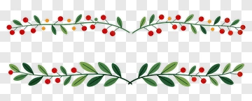 Floral Decorative Border With Red Berries And Green Leaves PNG