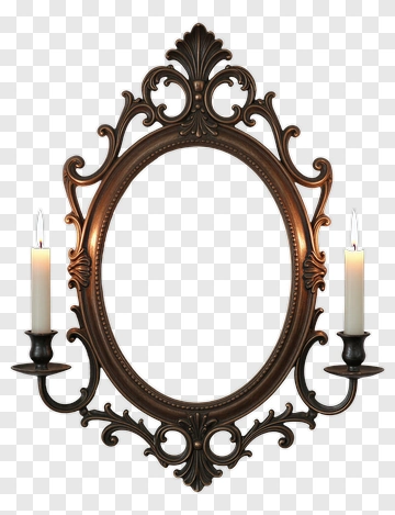 Vintage Candle Holder Mirror Frame PNG