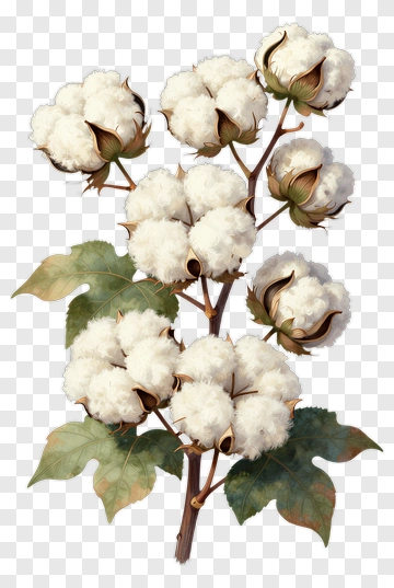 Cotton Plant With White Bolls PNG