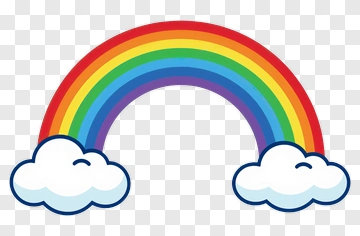 Colorful Rainbow With Clouds PNG