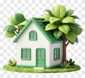 3D House Surrounded By Trees PNG