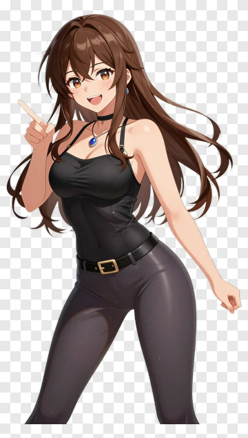 Anime Character Pointing With A Confident Smile PNG