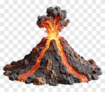 Erupting Volcano With Lava And Smoke PNG