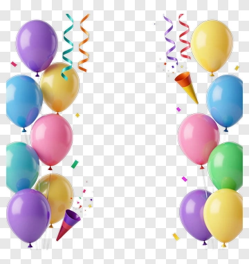 Colorful Balloons With Party Decorations PNG