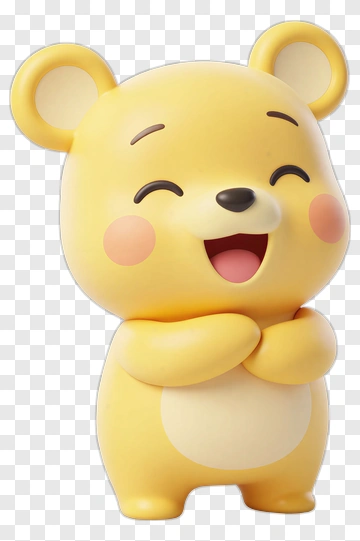 Happy Cartoon Bear Figurine PNG