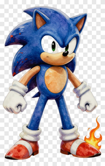 3D Cartoon Hedgehog With Flames PNG