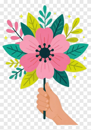 Hand Holding A Colorful Flower Bouquet PNG