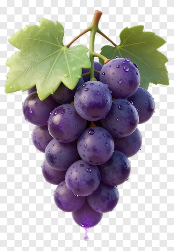 Realistic Purple Grapes With Leaves PNG