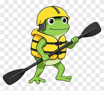 Cartoon Frog Wearing A Life Jacket And Holding A Paddle PNG