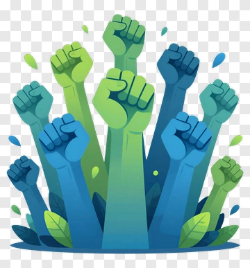 Colorful Raised Fists Symbolizing Unity PNG
