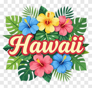Hawaii Floral Design With Hibiscus Flowers PNG