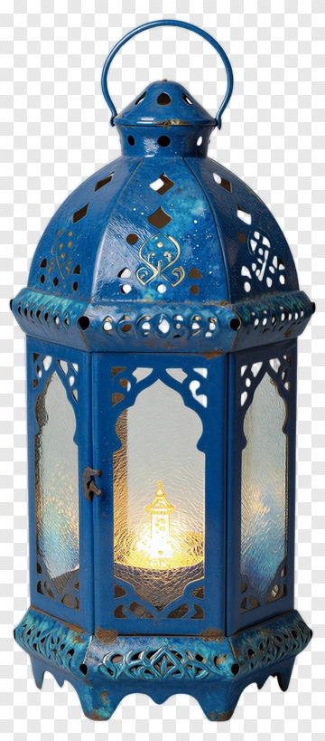 Blue Lantern With Decorative Cutouts PNG