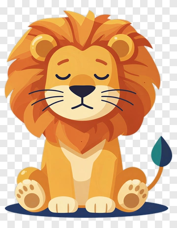 Cartoon Lion Sitting Calmly PNG