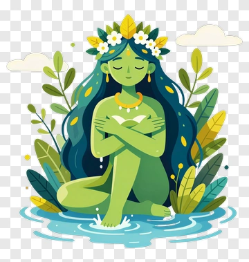 Nature Spirit Sitting In Water PNG