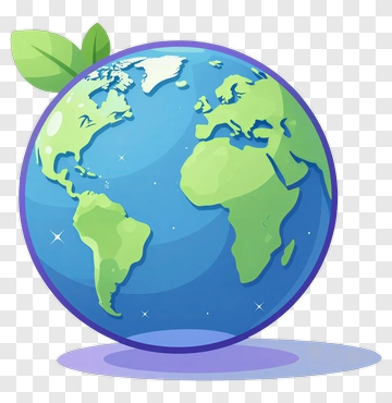 Colorful Earth Globe With Leaf PNG