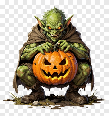 Goblin Holding A Halloween Pumpkin PNG