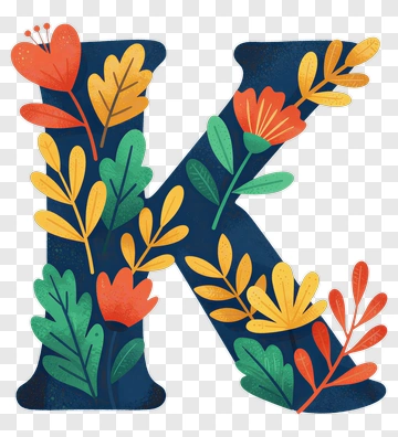 Colorful Letter K With Floral Design PNG