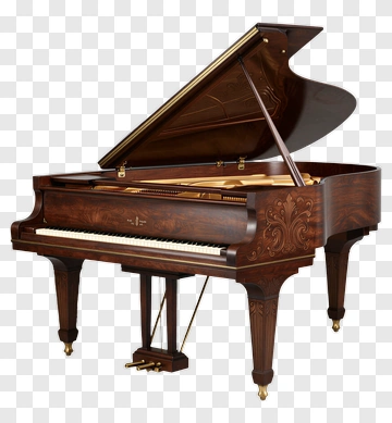 Grand Piano With Intricate Woodwork PNG