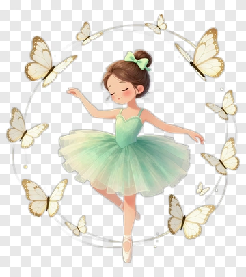 Ballet Dancer Surrounded By Butterflies PNG