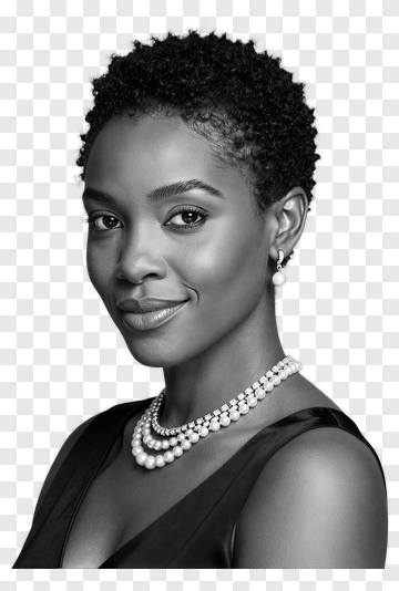Elegant Woman In Black And White Portrait PNG