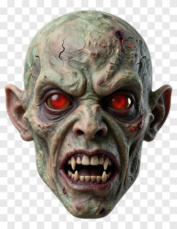 Zombie Head With Red Eyes PNG