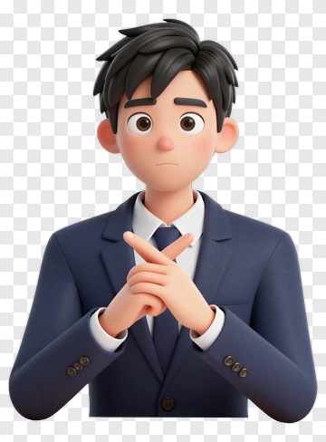 3D Businessman Looking Concerned PNG