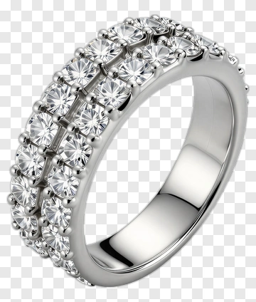 Silver Ring With Multiple Diamonds PNG
