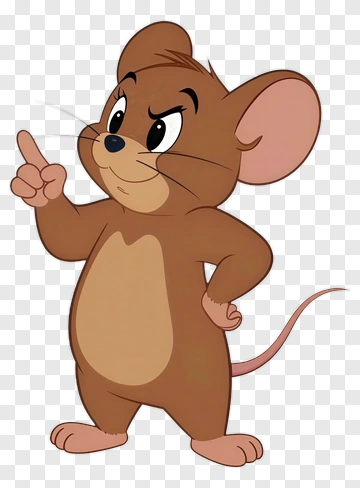 Cartoon Mouse With A Thoughtful Gesture PNG