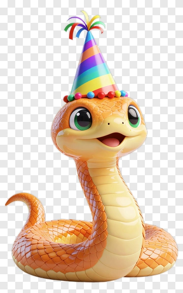 Cartoon Snake Wearing A Birthday Party Hat PNG