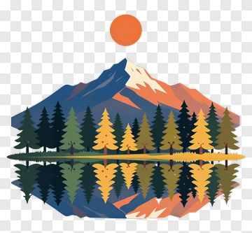 Mountain Landscape With Trees And Sun PNG