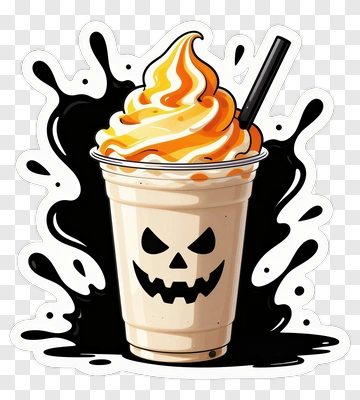 Halloween Milkshake With Skull Design PNG