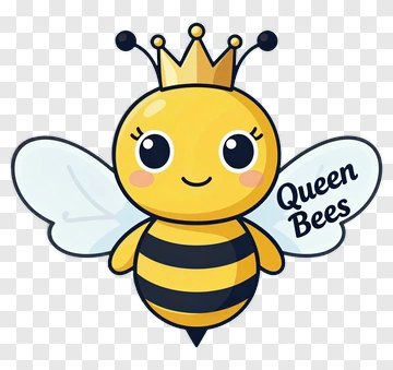 Cartoon Queen Bee With Crown And Wings PNG