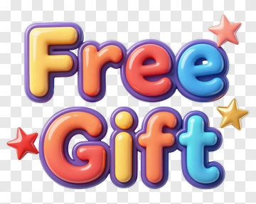 Free Gift Text With Colorful Stars PNG