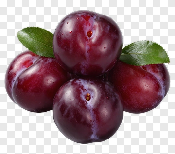 Fresh Plums With Green Leaves PNG