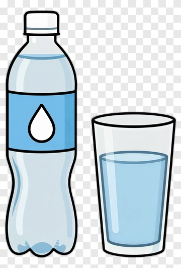 Water Bottle And Glass Of Water PNG
