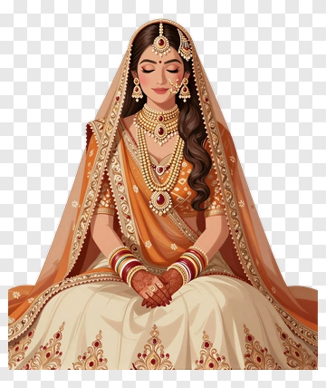 Bridal Woman In Traditional Indian Attire PNG