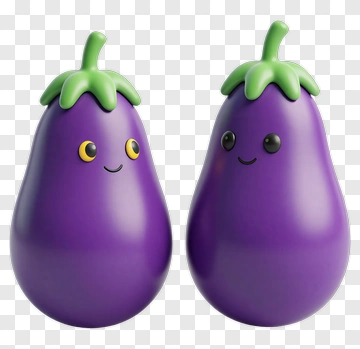 Cartoon Eggplants With Smiling Faces PNG