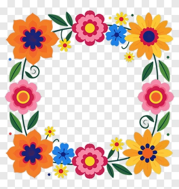 Colorful Floral Frame PNG