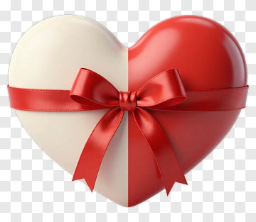 Heart-Shaped Gift Box With Red Ribbon PNG