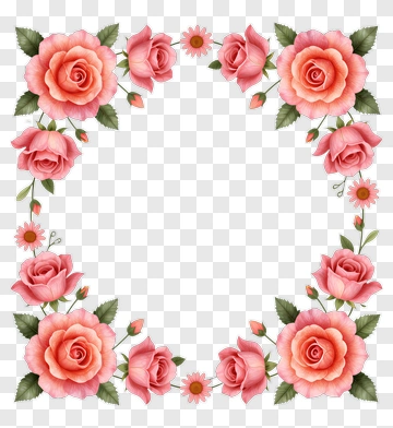 Pink Rose Floral Frame PNG
