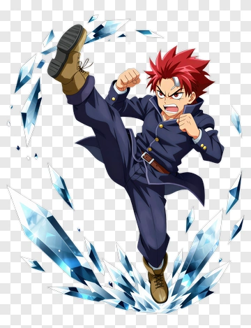 Anime Character Kicking With Crystals PNG