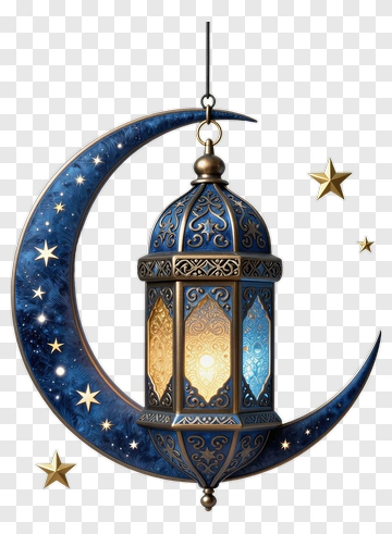 Decorative Lantern On A Crescent Moon PNG