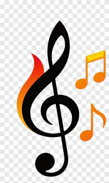 Colorful Music Note With Flames PNG