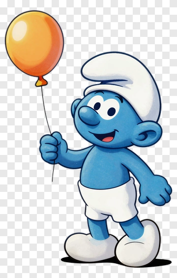 Smurf Holding An Orange Balloon PNG