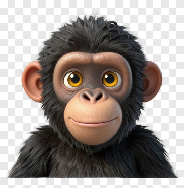 3D Cartoon Monkey Face PNG